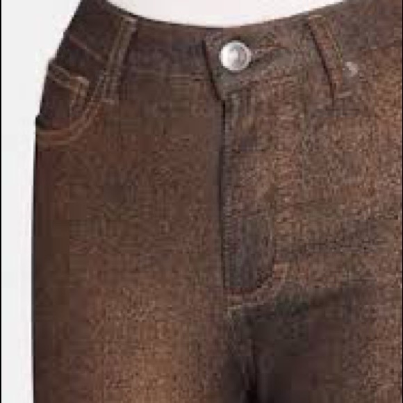NWT ModCloth Metal Dipped and Dapper Copper Metallic Brown Jeans - Picture 4 of 11